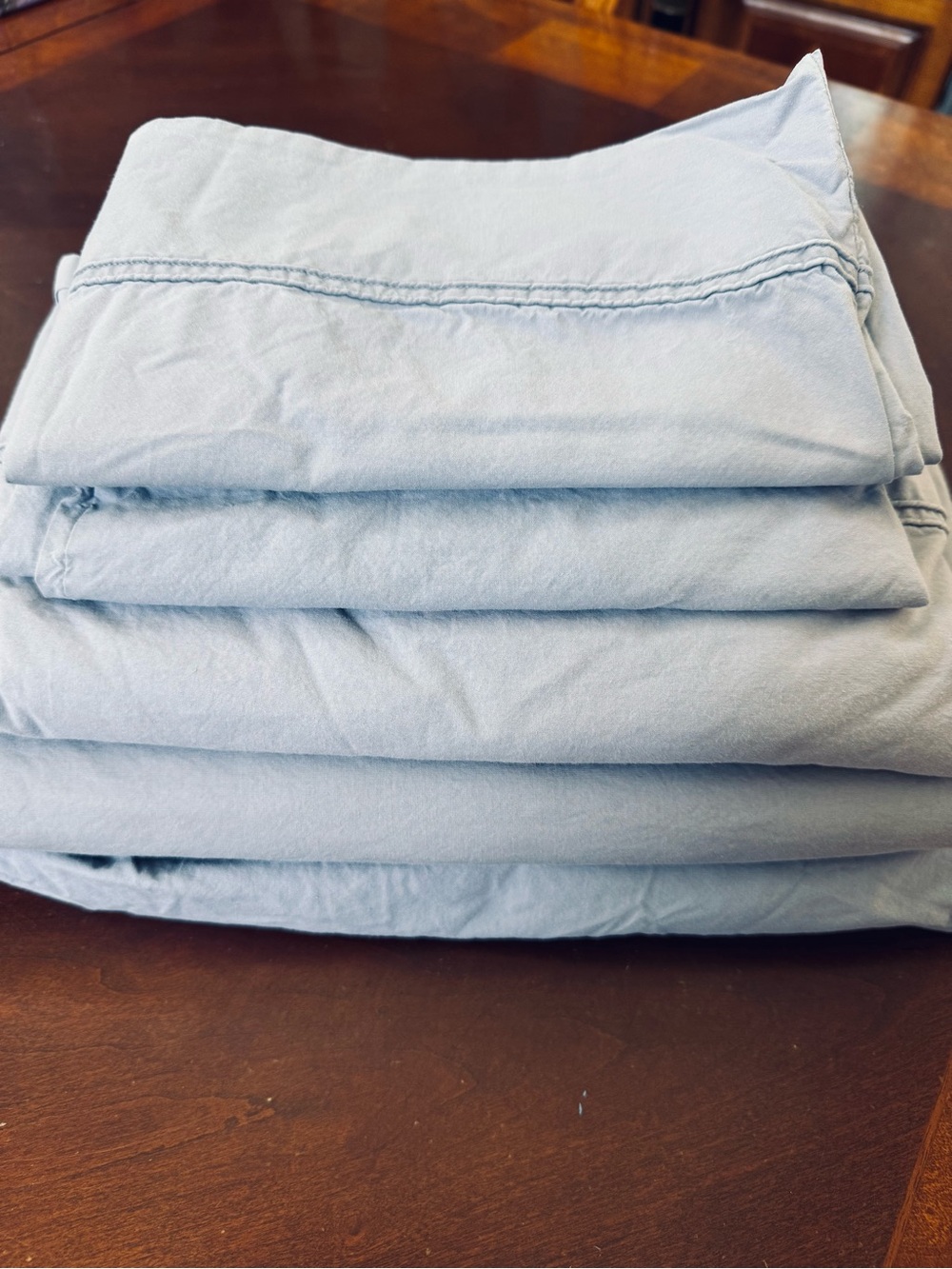 Calvin Klein Home 100% Cotton Bed Sheets in Light Hyacinth Blue - Twin 5 pcs